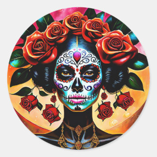 Hermosa Roos Sugar Skull Sticker Dag van de Doden
