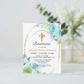 HERMOSO BAUTIZO BEBÉ CRUZADO DE ORO FLORAL AZUL IN BRIEFKAART (Staand voorkant)