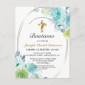 HERMOSO BAUTIZO BEBÉ CRUZADO DE ORO FLORAL AZUL IN BRIEFKAART (Voorkant)