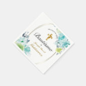 HERMOSO BAUTIZO BEBÉ CRUZADO DE ORO FLORAL AZUL SERVET (Hoek)