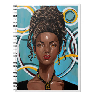 Hermoso retrato colorido de una mujer afro notitieboek