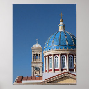 Hermoupolis, Syros eiland, Griekenland. Blauwe koe Poster