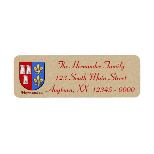 Hernandez Heraldic Shield Etiket (Voorkant)