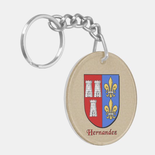 Hernandez Historisch Schild met de vlag van Spanje Sleutelhanger (Voorkant Links)