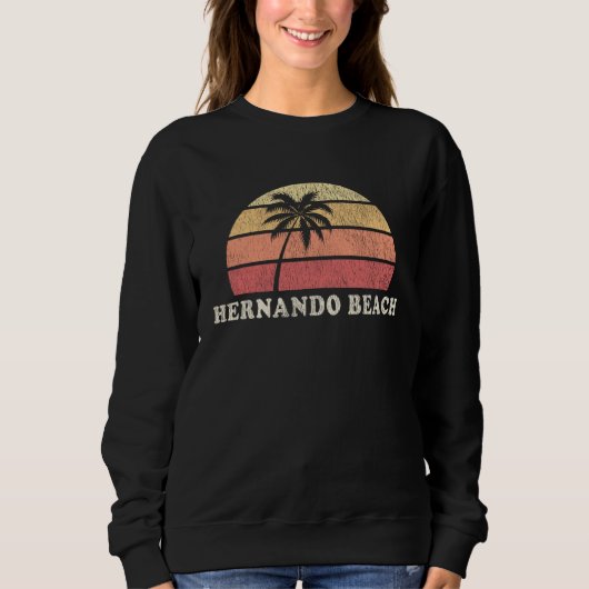 Hernando Beach FL Vintage 70s Retro Throwback Trui (Voorkant)
