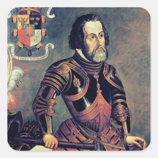 Hernando Cortes Vierkante Sticker (Voorkant)