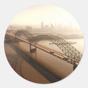 Hernando de Soto Bridge in Memphis Ronde Sticker