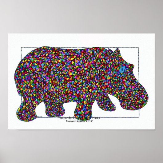 Hernando Glas in lood Hippo Poster (Voorkant)