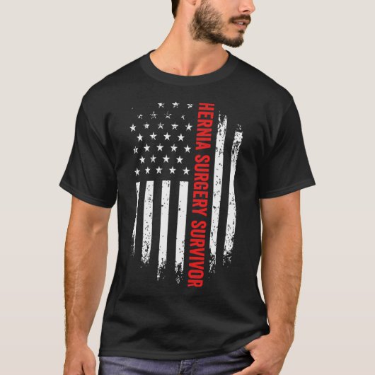 Hernia chirurgische ingreep Amerikaanse vlag herst T-shirt (Voorkant)