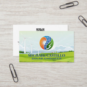 Hernieuwbare energie zonne- en windmolen visitekaartje