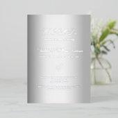 Hernieuwde huwelijksbelofte witte zilveren 25e huw folie uitnodiging (Staand Voorkant)