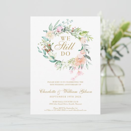 Hernieuwing van de Geloften We Still Do Bloemengui Kaart (Staand voorkant)