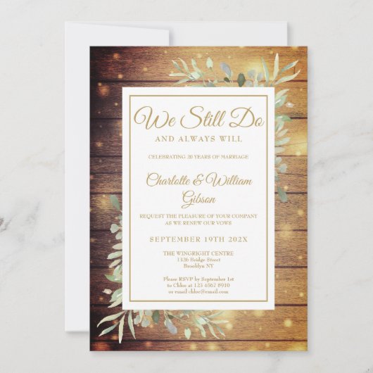 Hernieuwing van de Geloften We Still Do Rustic Woo Kaart (Voorkant)