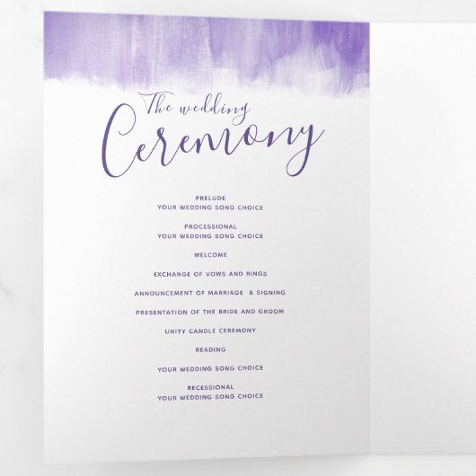 Hernieuwingsceremonie voor bruiloft paarse abstrac drieluik programma (Binnenzijde eerst)