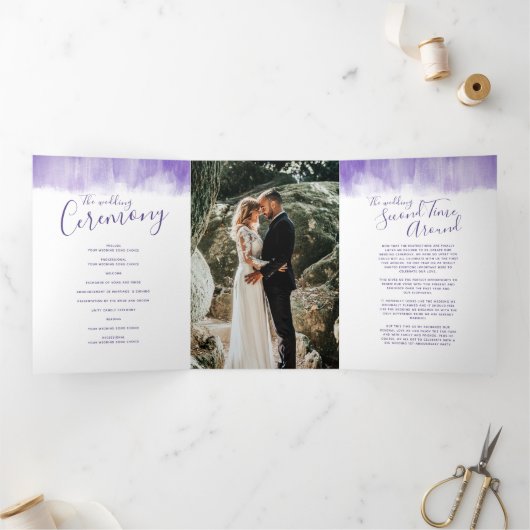 Hernieuwingsceremonie voor bruiloft paarse abstrac drieluik programma (Binnen)