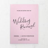 Hernieuwingsceremonie voor bruiloft roze zwart wit drieluik programma (Cover)