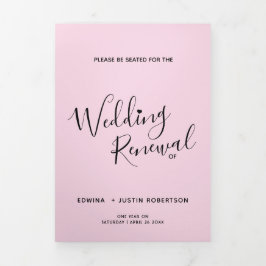 Hernieuwingsceremonie voor bruiloft roze zwart wit drieluik programma