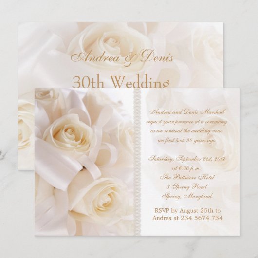 Hernieuwingsceremonie voor rozen met witte crème kaart (Voorkant / Achterkant)