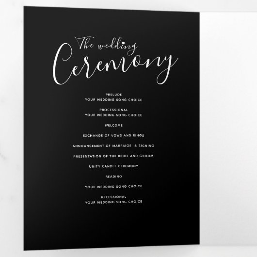Hernieuwingsplechtigheid voor bruiloft: zwart-wit drieluik programma (Binnenzijde eerst)