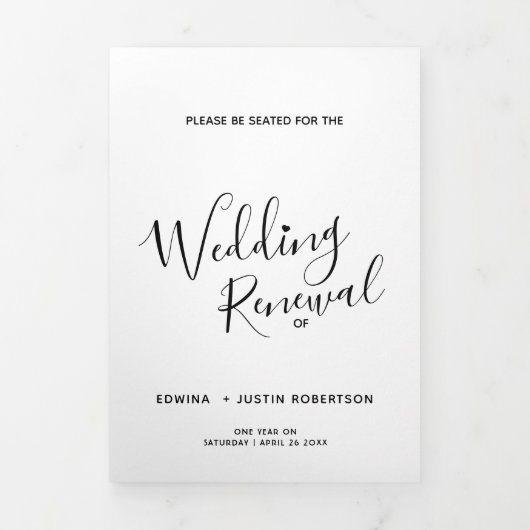 Hernieuwingsplechtigheid voor bruiloft: zwart-wit  drieluik programma (Cover)