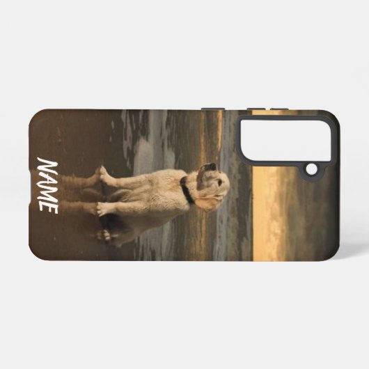 Hernoem je golden retriever hond op de telefoonhoe samsung galaxy hoesje (Achterkant horizontaal)