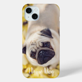 Hernoem je Pug Dog hond op de telefoonhoes iPhone 15 Mini Hoesje