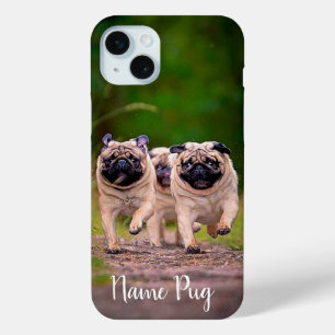Hernoem je Pug Dog hond op de telefoonhoes iPhone 15 Mini Hoesje