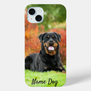 Hernoem je Rottweiler hond op de telefoonhoesjes iPhone 15 Mini Hoesje