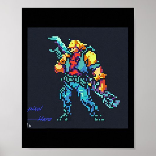 Hero ( 90's Retro Videospel Pixel Style Art) Poster (Voorkant)
