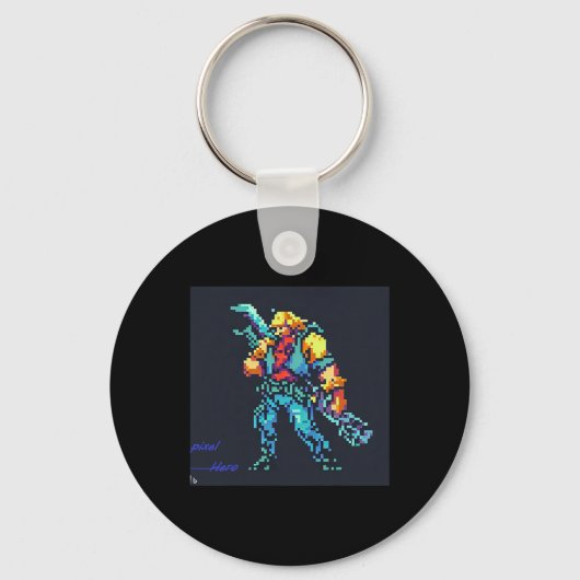 Hero ( 90's Retro Videospel Pixel Style Art) Sleutelhanger (Voorkant)