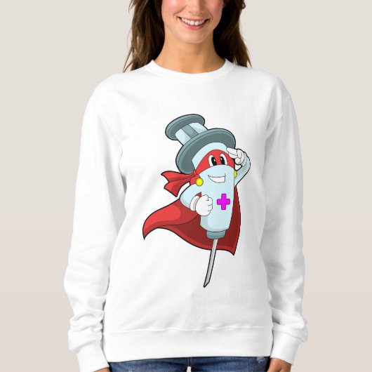 Hero als verpleegster met spuit trui (Voorkant)