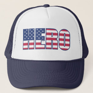 HERO American Flag Patriotic Red White Blue Trucker Pet