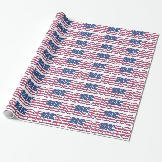 Hero American Flag Stars Stripes Red Blue Cadeaupapier (Uitgerold)