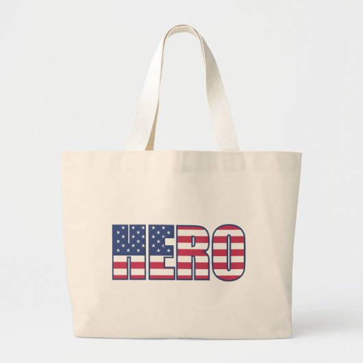 Hero American Flag Stars Stripes Red Blue Grote Tote Bag (Voorkant)