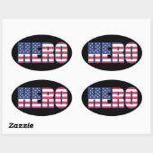 Hero American Flag Stars Stripes Red Blue Ovale Sticker (Vel)