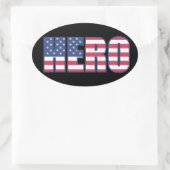 Hero American Flag Stars Stripes Red Blue Ovale Sticker (Tas)