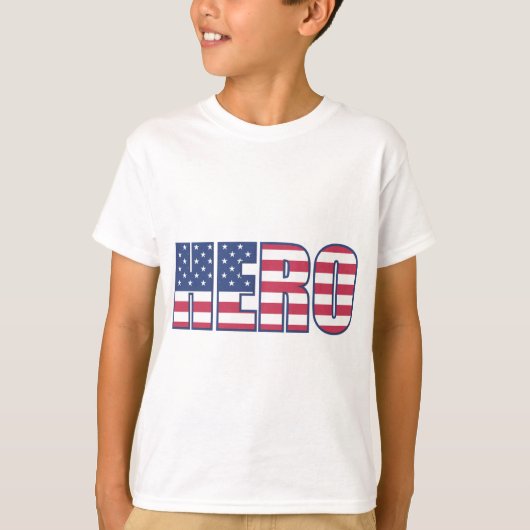 Hero American Flag Stars Stripes Red Blue T-shirt (Voorkant)
