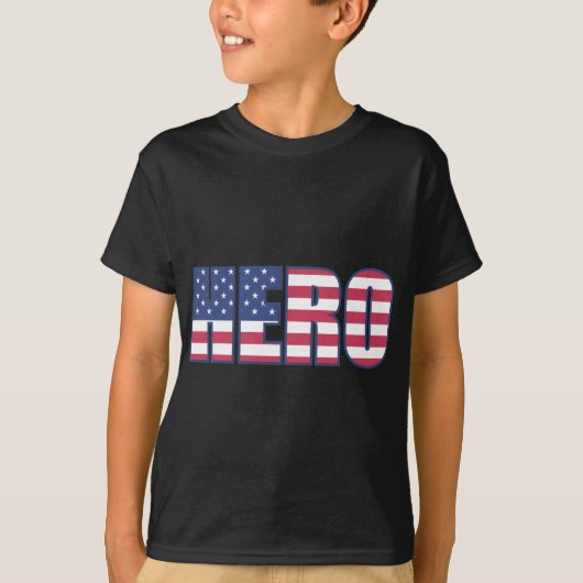 Hero American Flag Stars Stripes Red Blue T-shirt (Voorkant)