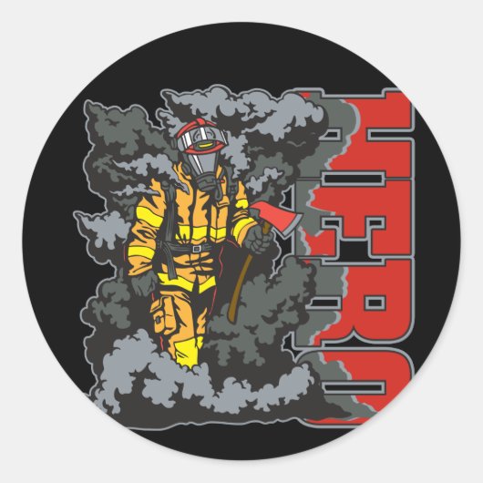HERO-brandweerman Ronde Sticker (Voorkant)
