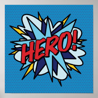 HERO Comic Book Pop Art Modern Fun Retro Poster