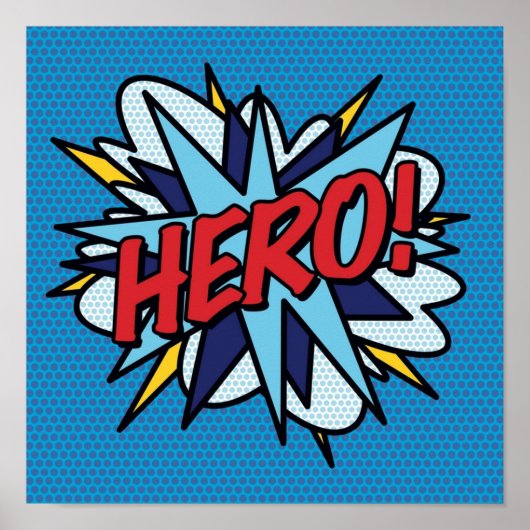 HERO Comic Book Pop Art Modern Fun Retro Poster (Voorkant)