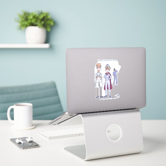 Hero Custom Cut Stickers (Laptop op bureau)
