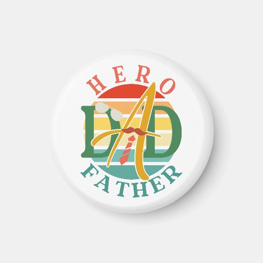 Hero Dad Fath Sunset Stropdas, snor en zonnebril Magneet (Voorkant)