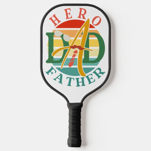 Hero Dad Fath Sunset Stropdas, snor en zonnebril Pickleball Paddle (Achterkant)