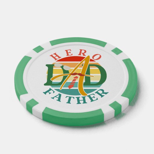 Hero Dad Fath Sunset Stropdas, snor en zonnebril Poker Chips (Enkel)