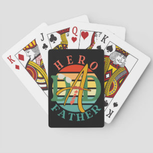 Hero Dad Fath Sunset Stropdas, snor en zonnebril Pokerkaarten