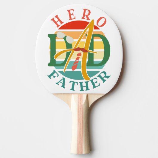 Hero Dad Fath Sunset Stropdas, snor en zonnebril Tafeltennisbatje (Voorkant)