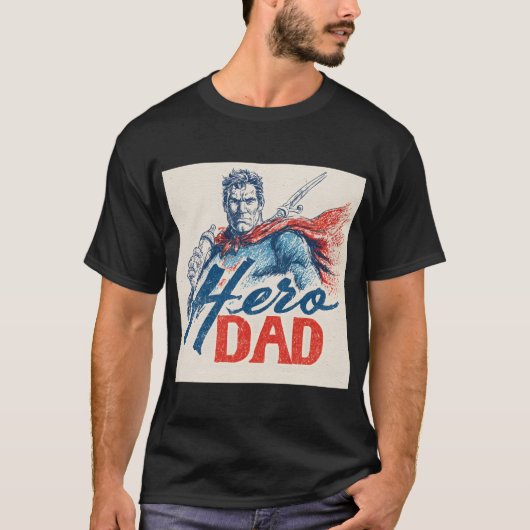 "Hero Dad" Superhero Illustration with Baby Bottle T-shirt (Voorkant)