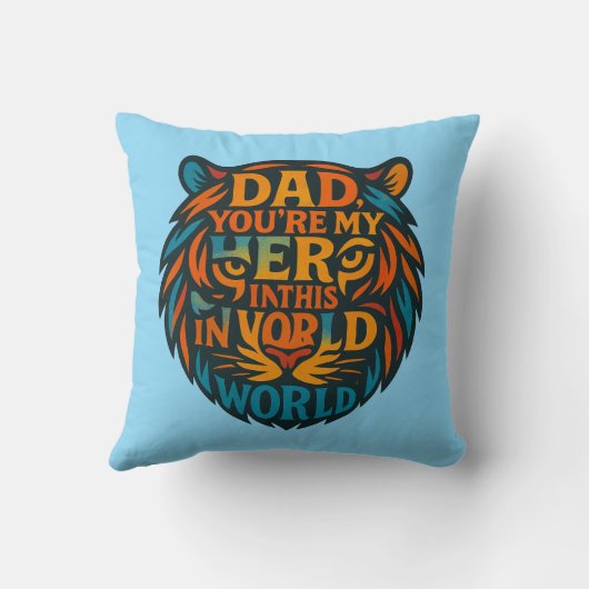Hero Dad Tijger Typografie Kussen (Achterkant)