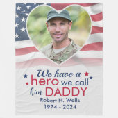 Hero Daddy Veteraan Gepersonaliseerde Amerikaanse  Fleece Deken (Voorkant)
